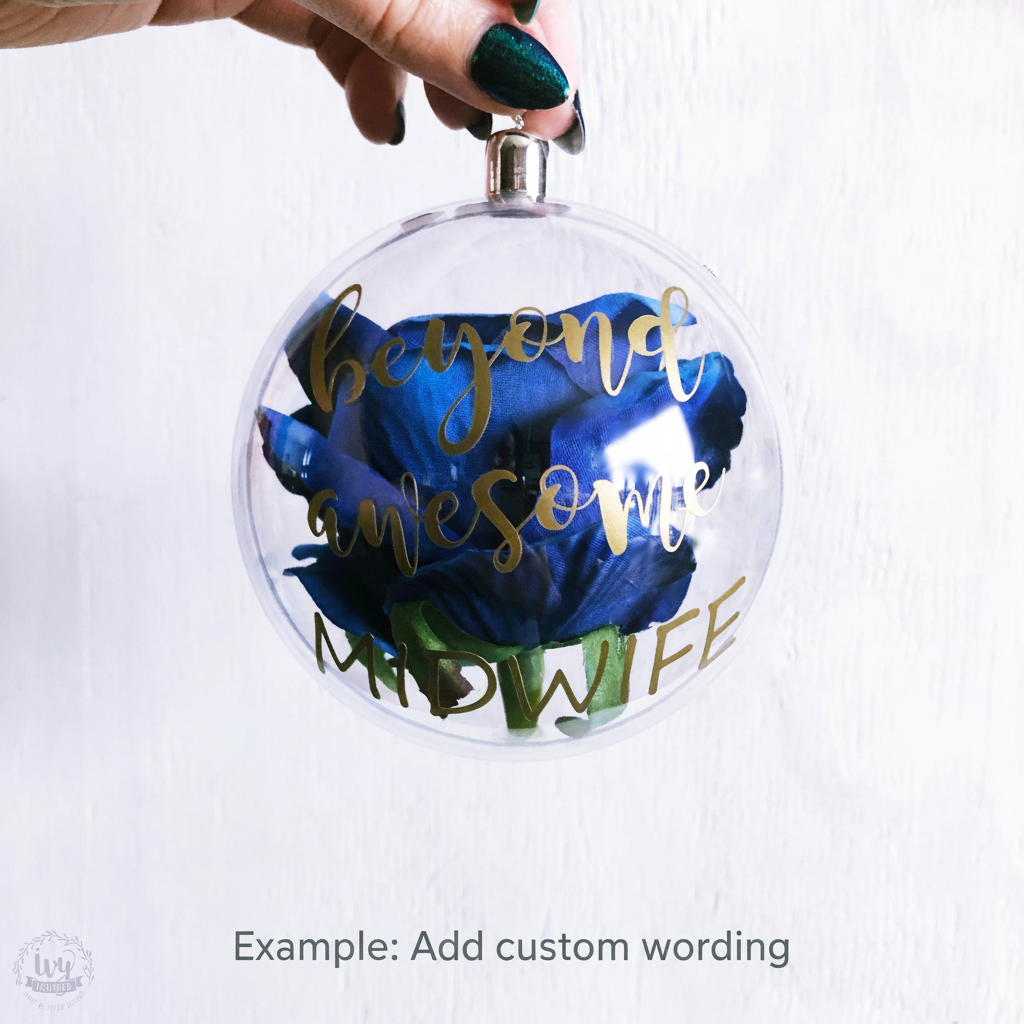 Blue Rose Globe with Caption