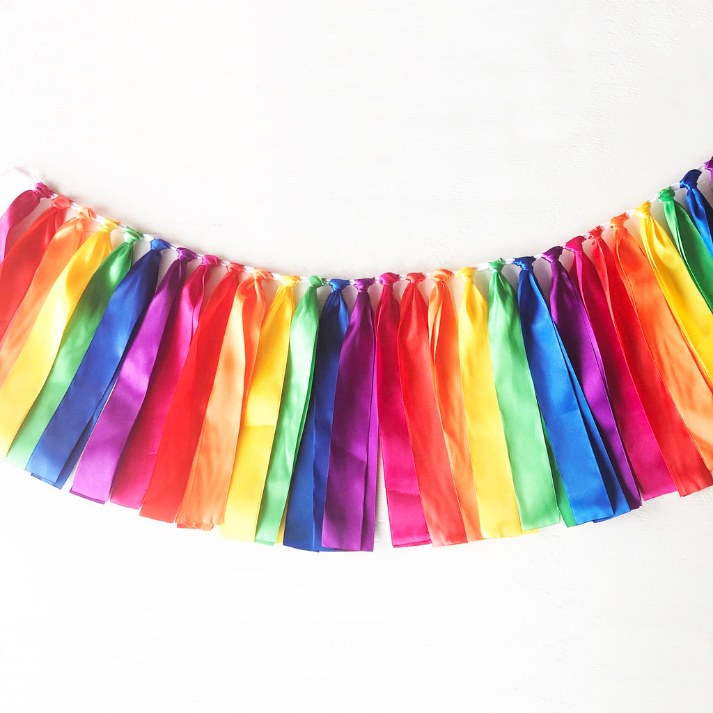 Bright Rainbow Ribbon Garland Ivy Inspired