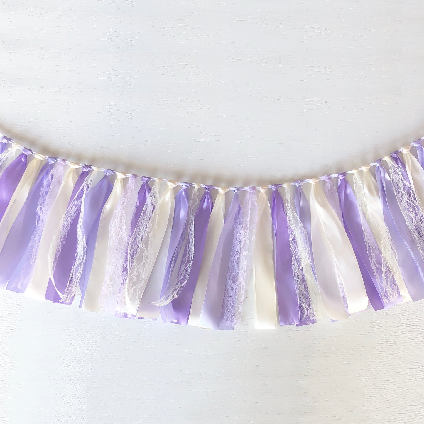Lilac Purple & Ivory Ribbon Garland