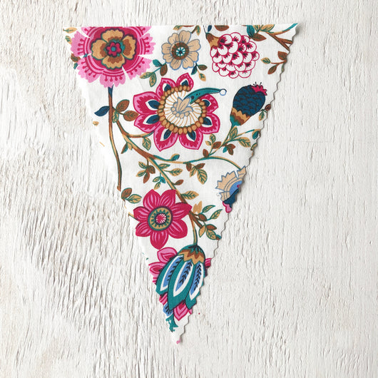 White Retro Floral Flag