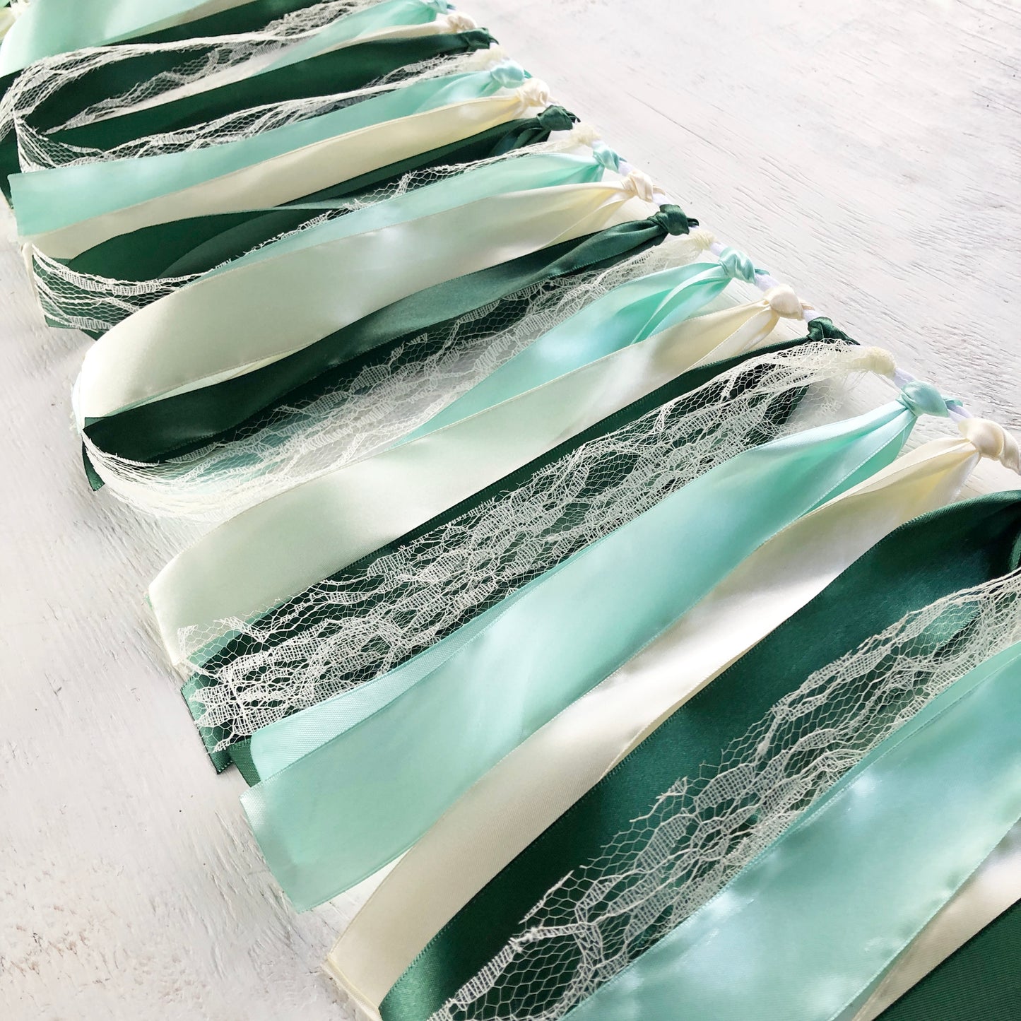 Green & Ivory Ribbon Garland