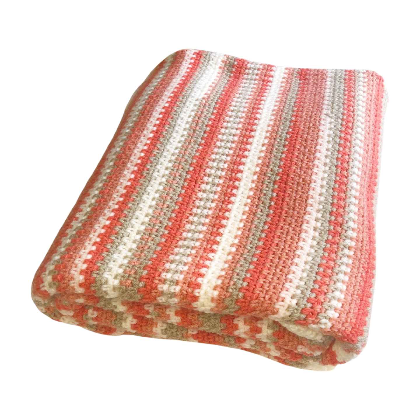 Terracotta Stripe Crochet Throw