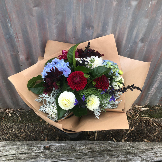 Red & blue bouquet