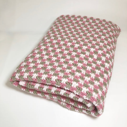 Pink & Beige Crochet Throw