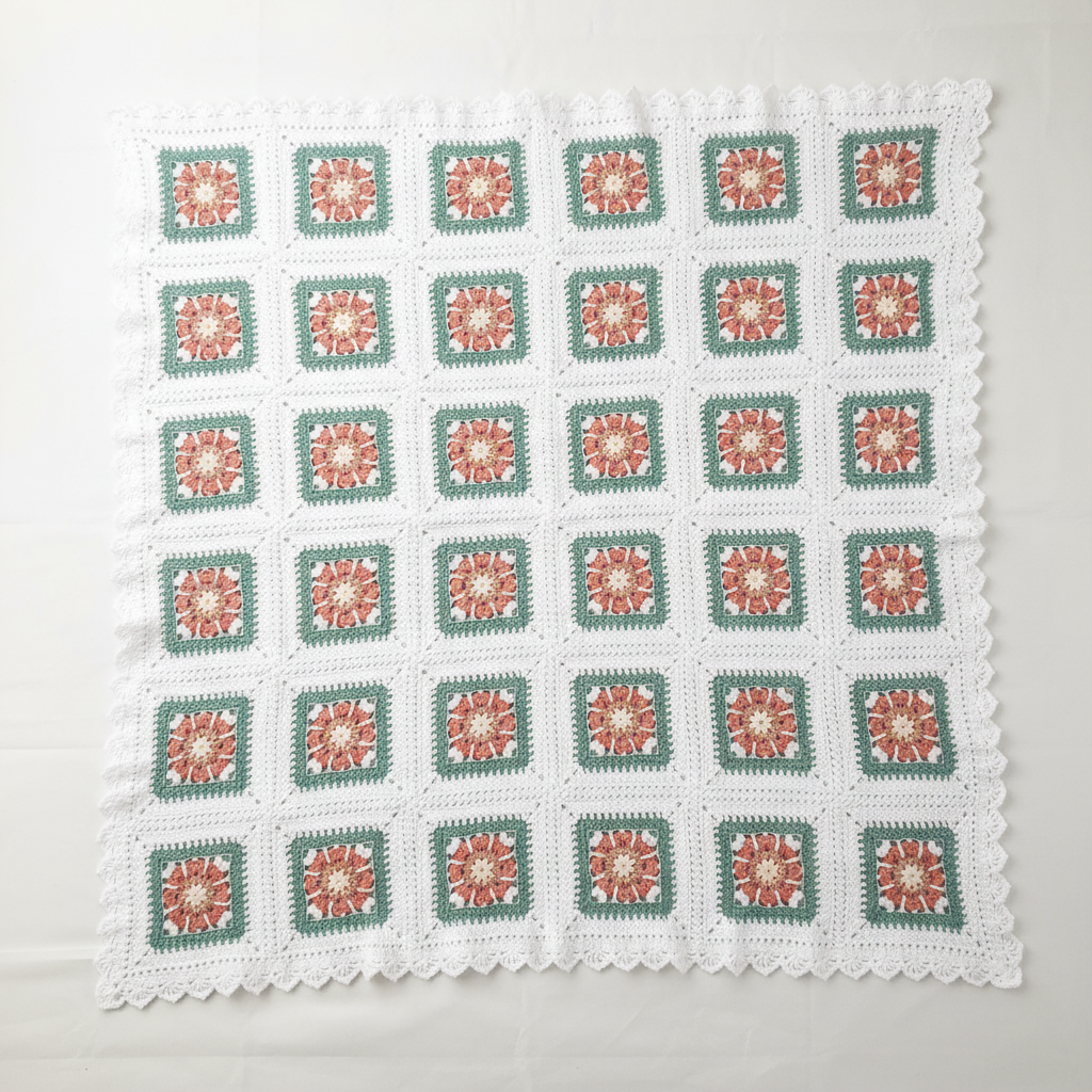 Floral Granny Square Blanket Clean Background