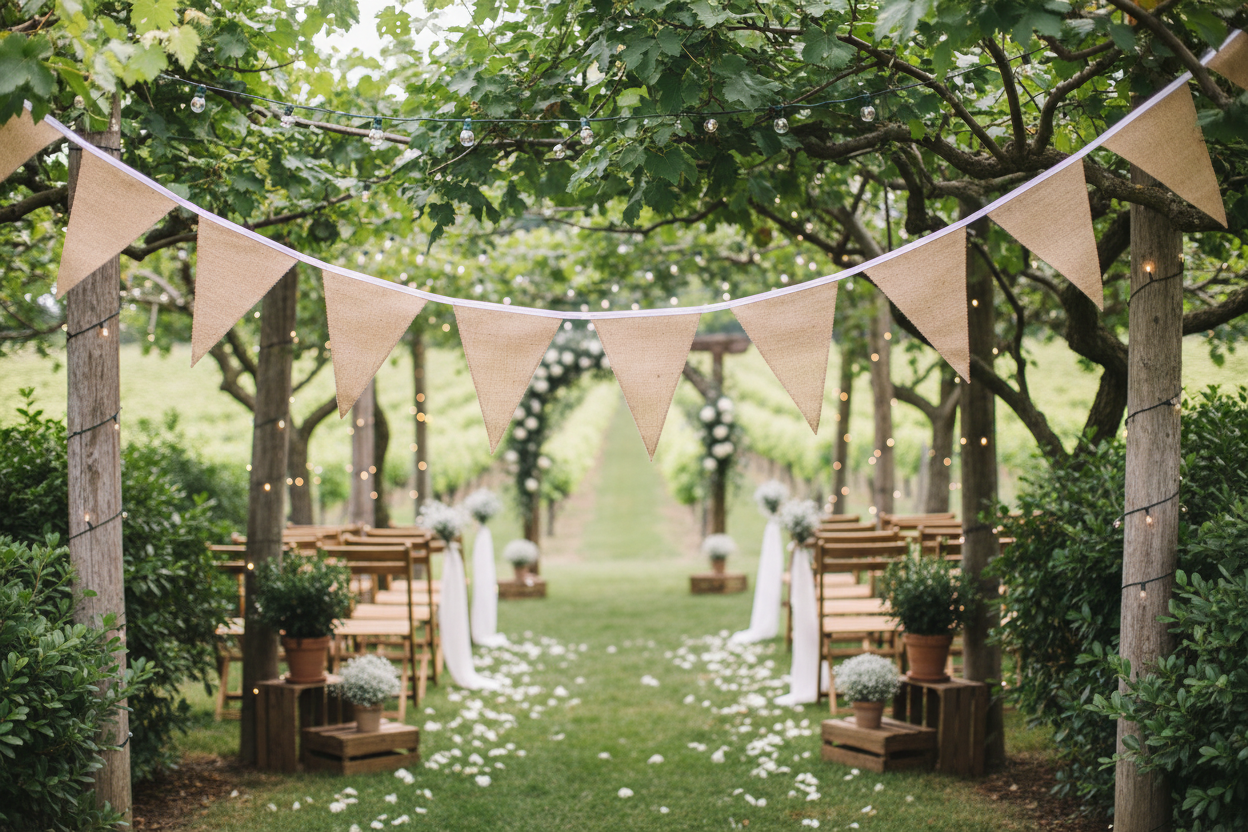 Hessian Bunting Outdoor Wedding