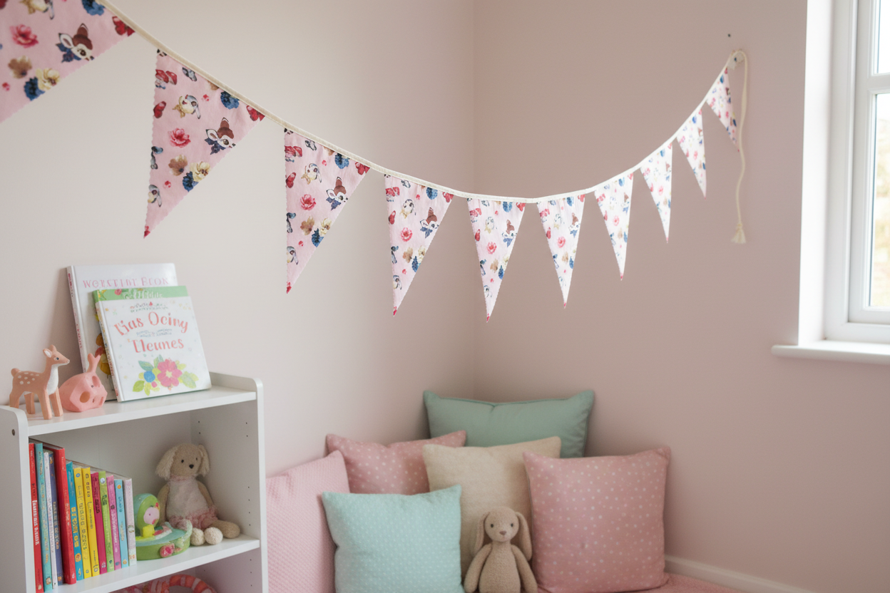 Pink Woodland Bunting - Corner View