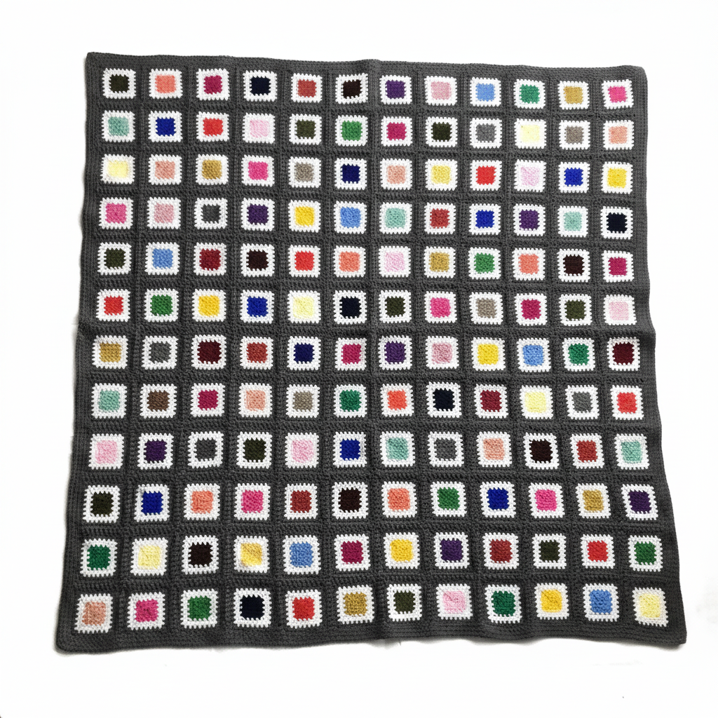 Rainbow Granny Square Blanket Clean Background