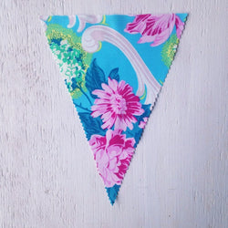 Bright Turquoise Floral Flag