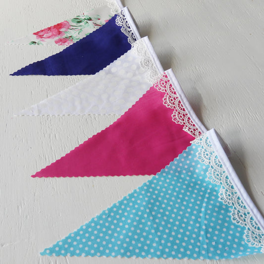 Raspberry Floral & Blue Mix