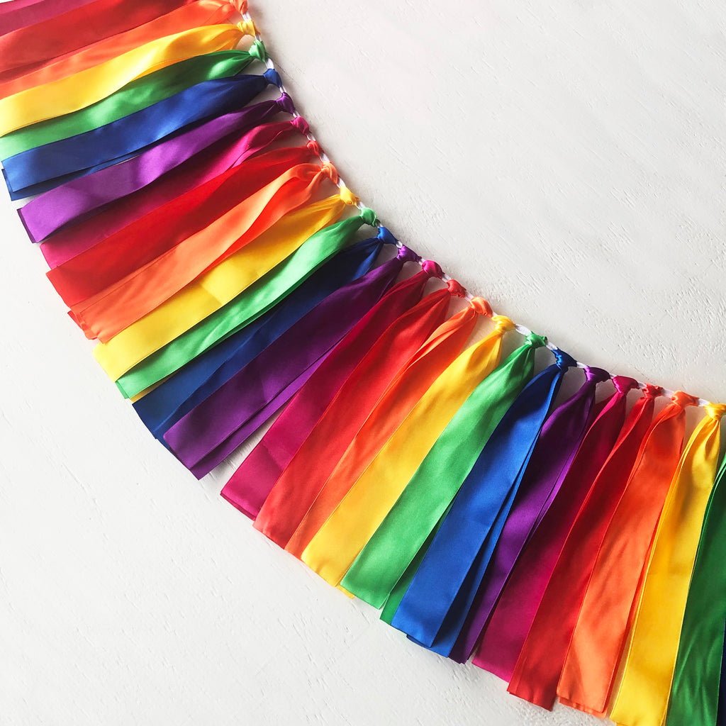 Bright Rainbow Ribbon Garland Ivy Inspired