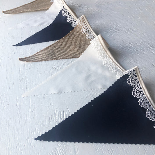 Hessian, Navy & Cream