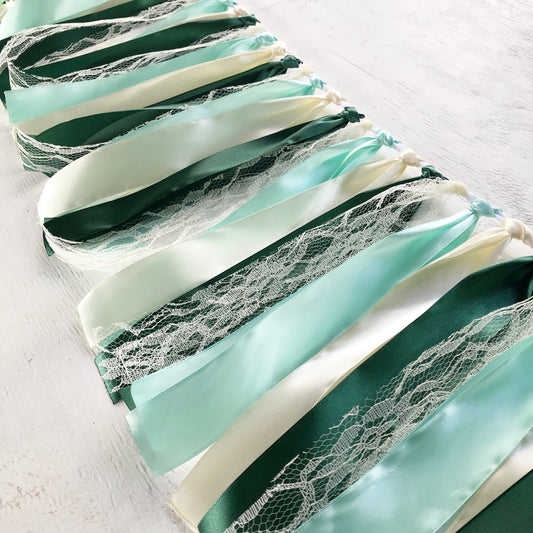 Green & Ivory Ribbon Garland